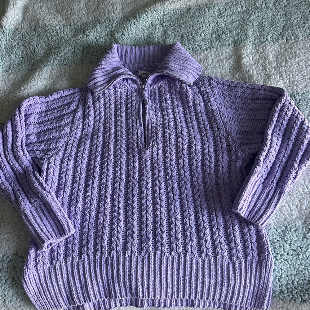 Aerie Quarter Zip Purple Sweater
